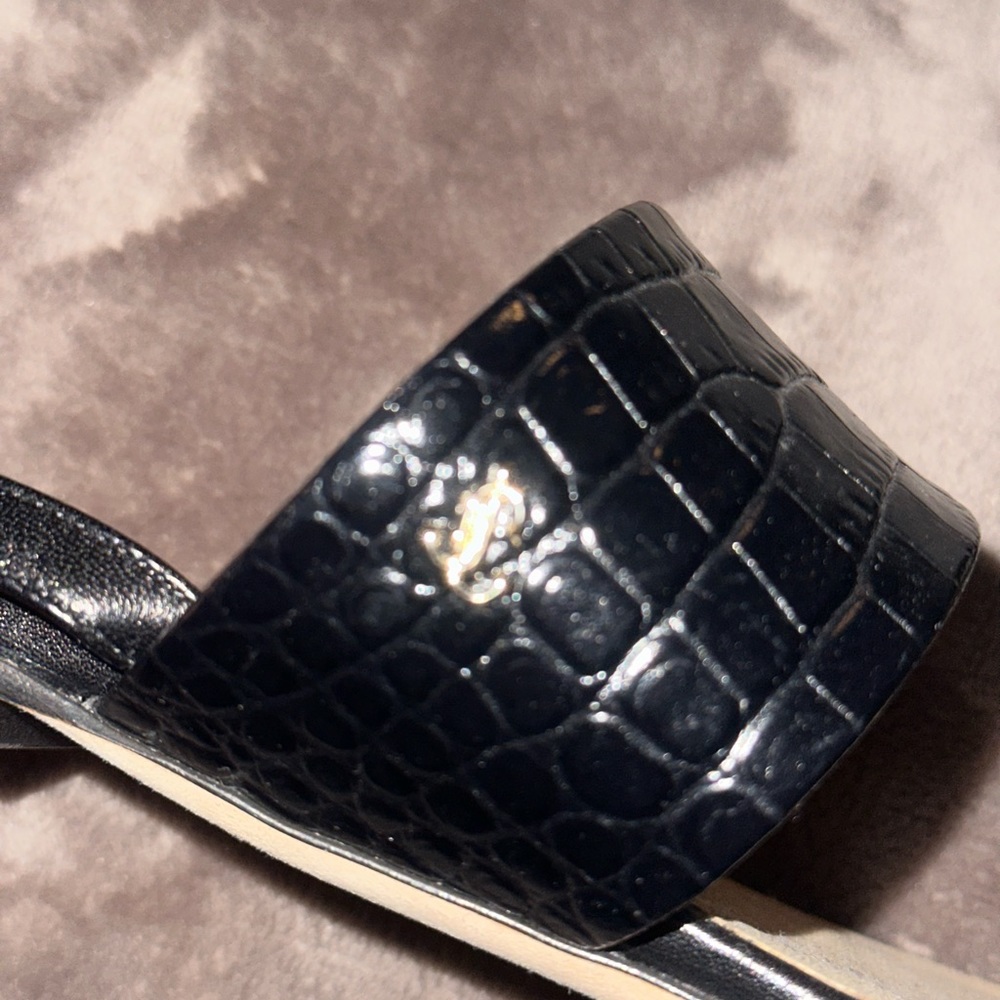 Sandales plates cuir noir Jimmy choo neuves